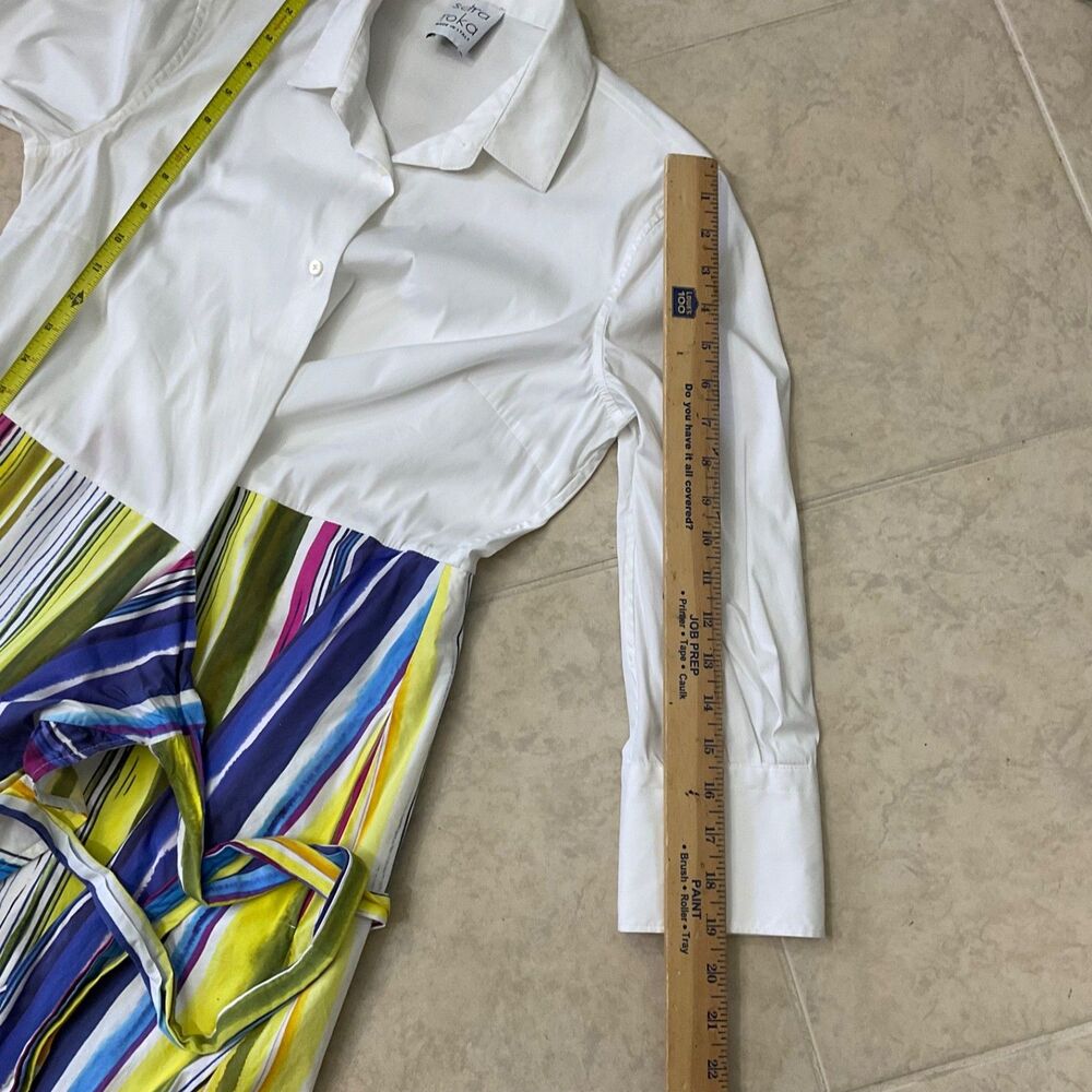 Sara Roka Madlyn Maxi shirt wrap dress 46/US 10 multicolor ruffle Italy pockets - Picture 9 of 13